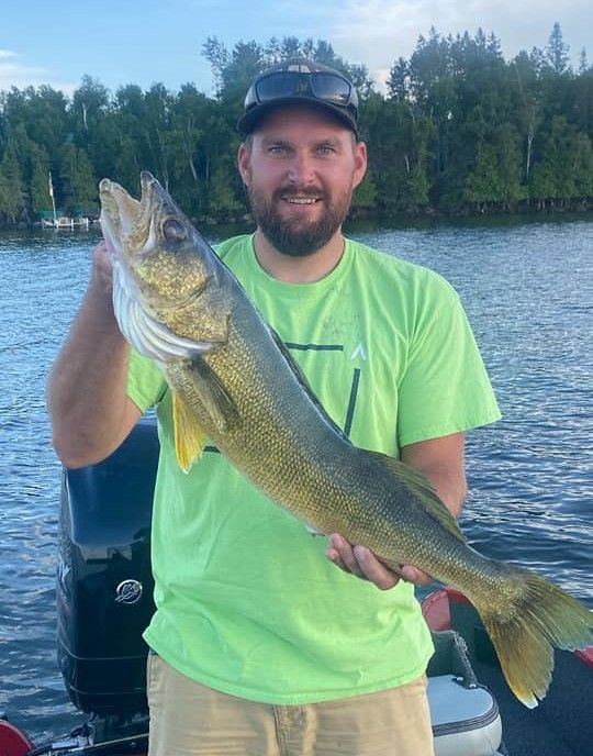 Walleye caught off a cabin o pines fishing boat